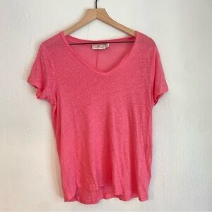 Vineyard Vines Vivid Pink V-Neck Tee 100% linen